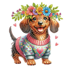 Load image into Gallery viewer, Garland Dachshund 30*30CM(Canvas) Partial Special Shaped Drill Diamond Painting
