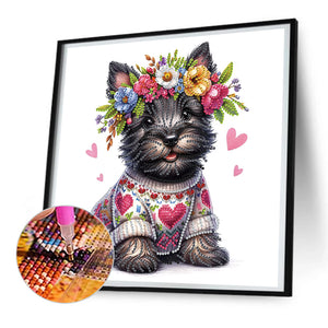 Garland West Highland Terrier 30*30CM(Canvas) Partial Special Shaped Drill Diamond Painting