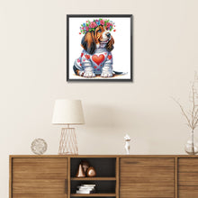 Load image into Gallery viewer, Wreath Springer Spaniel 30*30CM(Canvas) Partial Special Shaped Drill Diamond Painting
