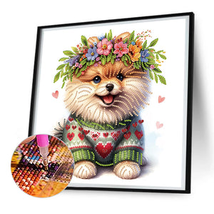 Garland Pomeranian 30*30CM(Canvas) Partial Special Shaped Drill Diamond Painting