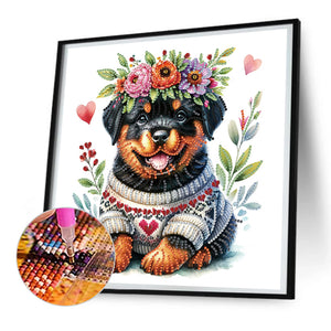 Garland Rottweiler 30*30CM(Canvas) Partial Special Shaped Drill Diamond Painting