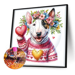 Garland Bull Terrier 30*30CM(Canvas) Partial Special Shaped Drill Diamond Painting