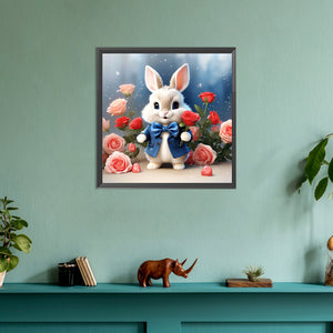 Flower Bunny 30*30CM(Canvas) Full Round Drill Diamond Painting