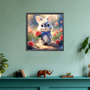 Flower Bunny 30*30CM(Canvas) Full Round Drill Diamond Painting