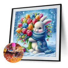 Load image into Gallery viewer, Bunny Holding Flowers In The Snow 30*30CM(Canvas) Full Round Drill Diamond Painting
