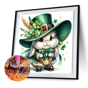 Little White Rabbit And Lucky Horseshoe 30*30CM(Canvas) Full Round Drill Diamond Painting
