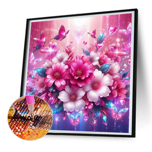 Flower Cluster Butterfly 30*30CM(Canvas) Full Round Drill Diamond Painting