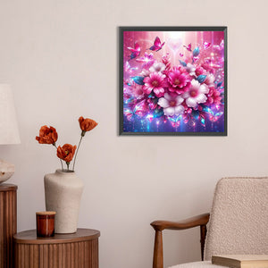 Flower Cluster Butterfly 30*30CM(Canvas) Full Round Drill Diamond Painting