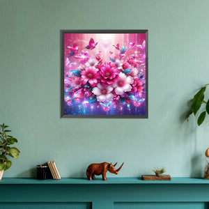 Flower Cluster Butterfly 30*30CM(Canvas) Full Round Drill Diamond Painting