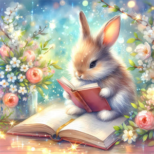 Rabbit Reading A Book 30*30CM(Canvas) Full Round Drill Diamond Painting