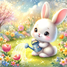 Load image into Gallery viewer, Rabbit Watering Flowers 30*30CM(Canvas) Full Round Drill Diamond Painting
