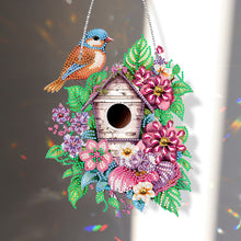 Load image into Gallery viewer, Single Side 5D Diamond Painting Dots Pendant Wall Decor (Flower Bird Cage KJ091)
