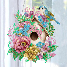 Load image into Gallery viewer, Single Side 5D Diamond Painting Dots Pendant Wall Decor (Flower Bird Cage KJ092)
