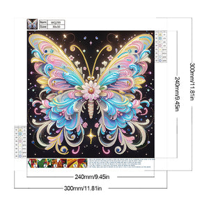 Fluorescent Butterfly 30*30CM(Canvas) Partial Special Shaped Drill Diamond Painting