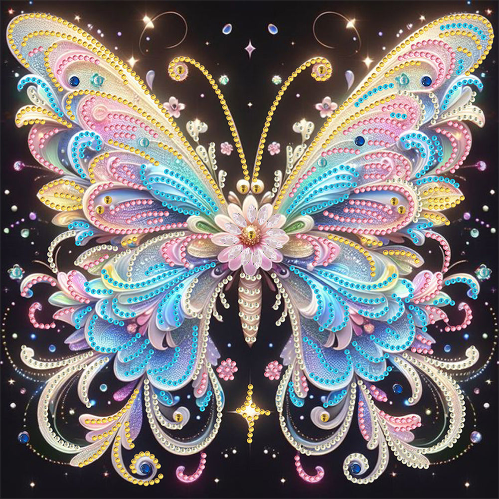 Fluorescent Butterfly 30*30CM(Canvas) Partial Special Shaped Drill Diamond Painting