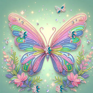 Spring Butterfly 30*30CM(Canvas) Partial Special Shaped Drill Diamond Painting