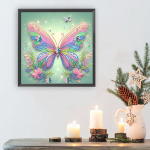 Spring Butterfly 30*30CM(Canvas) Partial Special Shaped Drill Diamond Painting