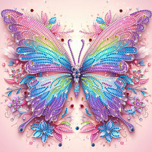 Colorful Flowers And Butterflies 30*30CM(Canvas) Partial Special Shaped Drill Diamond Painting