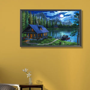 Lake House 50*30CM(Picture) Full Square Drill Diamond Painting