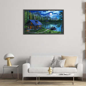 Lake House 50*30CM(Picture) Full Square Drill Diamond Painting