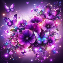 Load image into Gallery viewer, Purple Butterfly Flower 30*30CM(Canvas) Full Round Drill Diamond Painting
