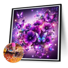 Load image into Gallery viewer, Purple Butterfly Flower 30*30CM(Canvas) Full Round Drill Diamond Painting
