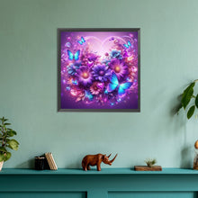 Load image into Gallery viewer, Purple Butterfly Flower 30*30CM(Canvas) Full Round Drill Diamond Painting
