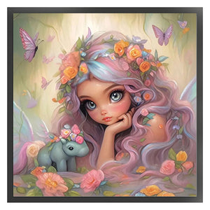 Butterfly Girl - 50*50CM 14CT Stamped Cross Stitch