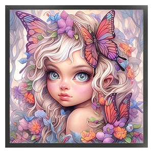 Butterfly Girl - 50*50CM 14CT Stamped Cross Stitch