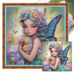 Butterfly Girl - 50*50CM 14CT Stamped Cross Stitch