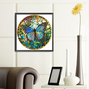 Glass Painting - Butterfly 40*40CM(Canvas) Full Round Drill Diamond Painting