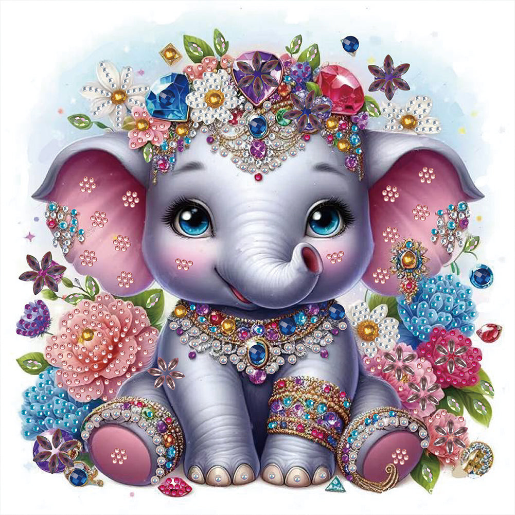 Elephant 30*30CM(Canvas) Partial Special Shaped Drill Diamond Painting