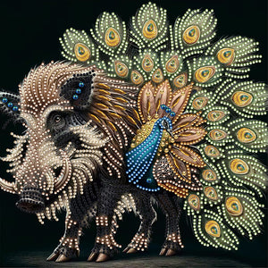 Boar Peacock 30*30CM(Canvas) Partial Special Shaped Drill Diamond Painting