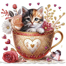 Load image into Gallery viewer, Orange Cup Kitten 30*30CM(Canvas) Partial Special Shaped Drill Diamond Painting
