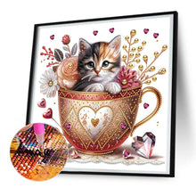 Load image into Gallery viewer, Orange Cup Kitten 30*30CM(Canvas) Partial Special Shaped Drill Diamond Painting
