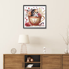 Load image into Gallery viewer, Orange Cup Kitten 30*30CM(Canvas) Partial Special Shaped Drill Diamond Painting
