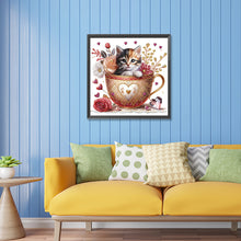 Load image into Gallery viewer, Orange Cup Kitten 30*30CM(Canvas) Partial Special Shaped Drill Diamond Painting
