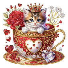 Load image into Gallery viewer, Red Cup Kitten 30*30CM(Canvas) Partial Special Shaped Drill Diamond Painting
