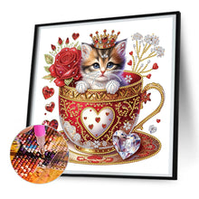 Load image into Gallery viewer, Red Cup Kitten 30*30CM(Canvas) Partial Special Shaped Drill Diamond Painting
