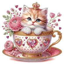 Load image into Gallery viewer, White Cup Kitten 30*30CM(Canvas) Partial Special Shaped Drill Diamond Painting
