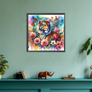 Flower Tiger 30*30CM(Canvas) Full Round Drill Diamond Painting