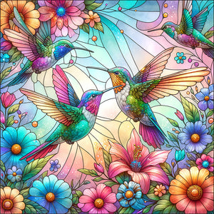 Flowers Hummingbird 30*30CM(Canvas) Full Round Drill Diamond Painting