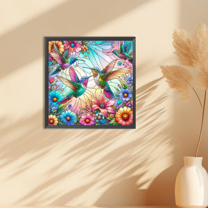 Flowers Hummingbird 30*30CM(Canvas) Full Round Drill Diamond Painting