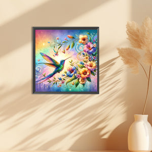 Flowers Hummingbird 30*30CM(Canvas) Full Round Drill Diamond Painting