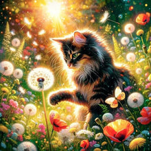 Load image into Gallery viewer, Dandelion And Cat 30*30CM(Canvas) Full Round Drill Diamond Painting
