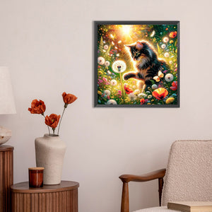 Dandelion And Cat 30*30CM(Canvas) Full Round Drill Diamond Painting