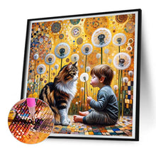 Load image into Gallery viewer, Cat, Dandelion And Child 30*30CM(Canvas) Full Round Drill Diamond Painting
