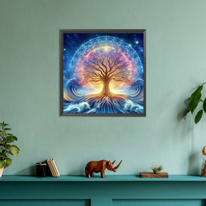 Beautiful Starry Sky Sacred Tree 30*30CM(Canvas) Full Round Drill Diamond Painting