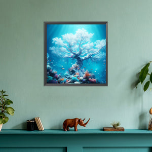 Beautiful Sacred Tree Under The Sea 30*30CM(Canvas) Full Round Drill Diamond Painting