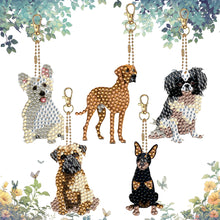 Load image into Gallery viewer, 5 Pcs Double Sided Cute Dog Diamond Painting Keychain for Bag Charms Pendant
